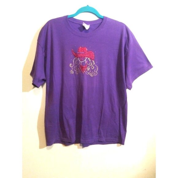 Red Hat Society T Shirt  womens XL purple short sleeve Hanes embellished graphic - Picture 1 of 7